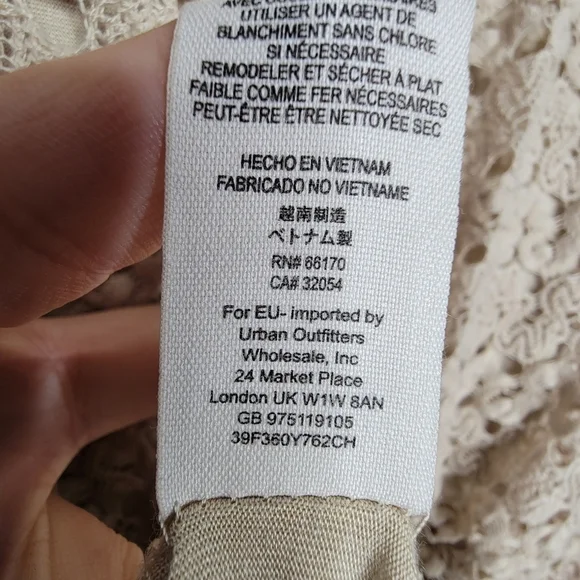 FREE PEOPLE Nude Mini Dress Lily Crochet Blouson Lace Overlay Cutout Women Small - Picture 11 of 14